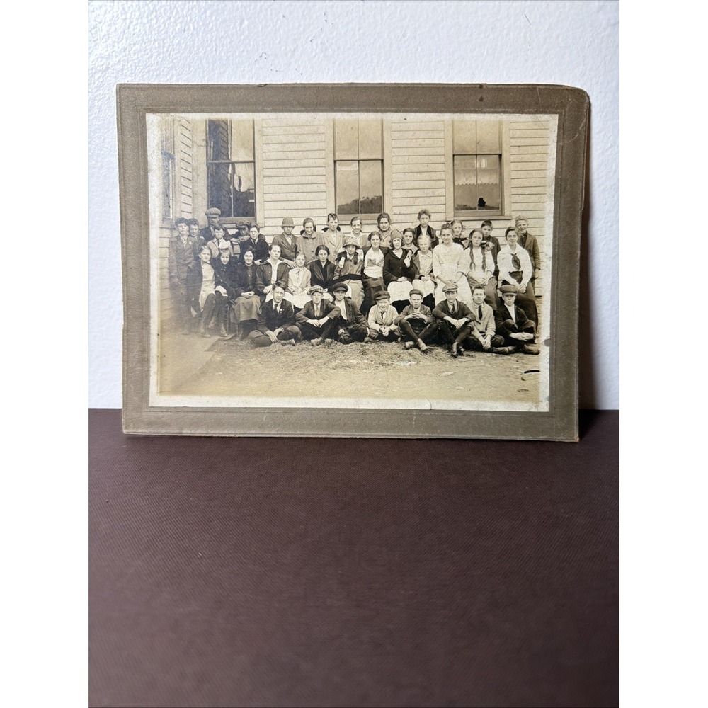 Antique Early 20th Century 1900s Schoolhouse Sepia-Tone Edwardian Era Photograph